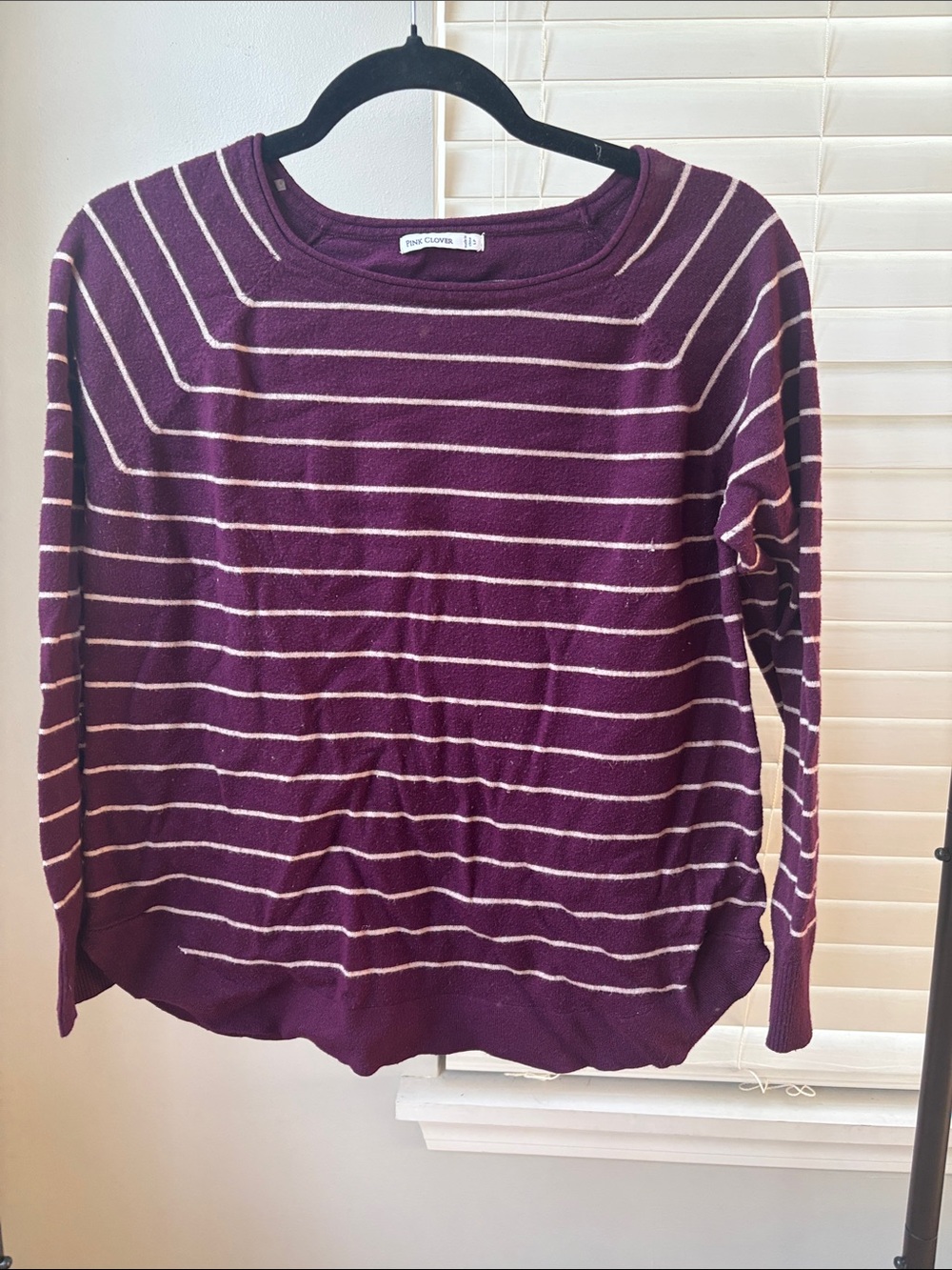 Pink Clover Plum and Cream Striped Sweater